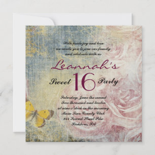 JEANS ROSES & BUTTERFLIES Sweet 16 Invitation