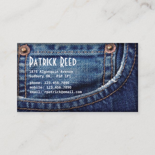 Jeans - Style C Business Card (Front)