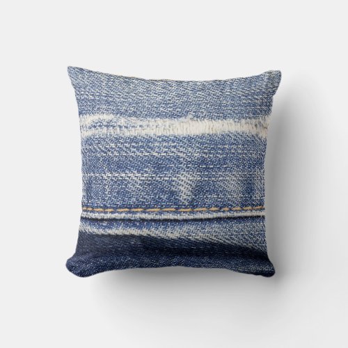 Jeans texture background throw pillow