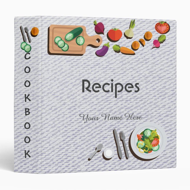 Jeans texture utensils recipe binder book (Front/Spine)