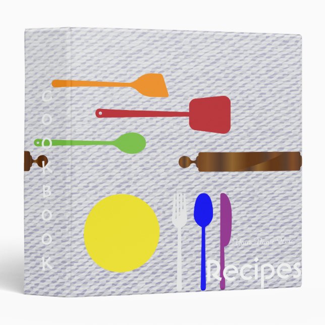 Jeans texture utensils recipe binder book (Front/Spine)