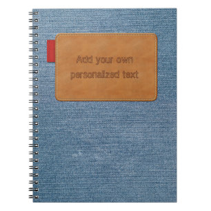 Jeans Texture with Customizable Leather Tag Notebook