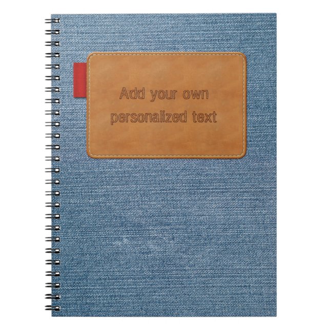 Jeans Texture with Customizable Leather Tag Notebook (Front)