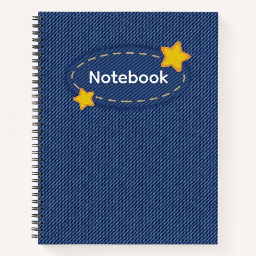 Jeans texture with Star Pattern Design Notebook