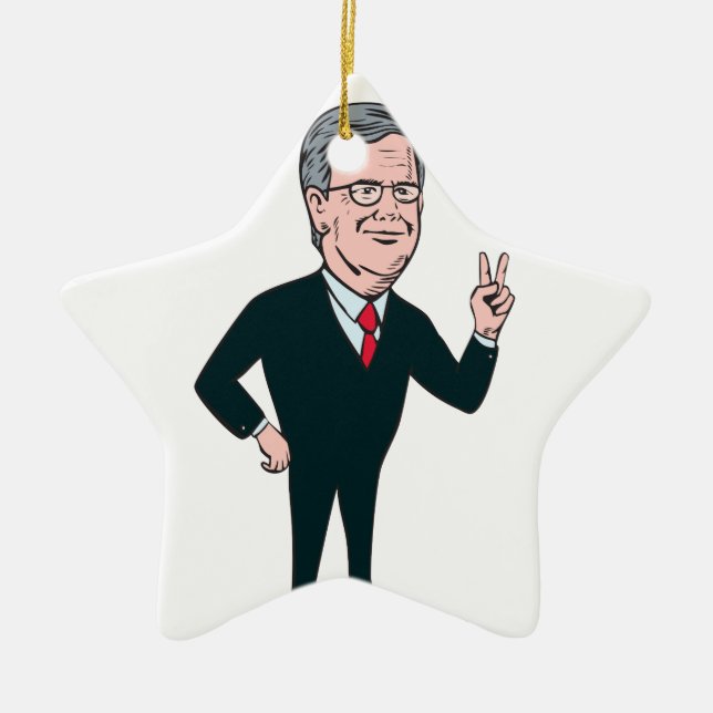 Jeb Bush Republican Candidate 2016 Cartoon Ceramic Ornament (Front)