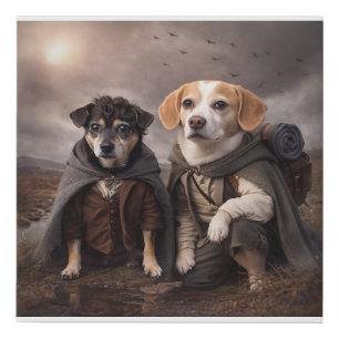 Jed and Louie on a Question to Mt Doom Faux Canvas Print
