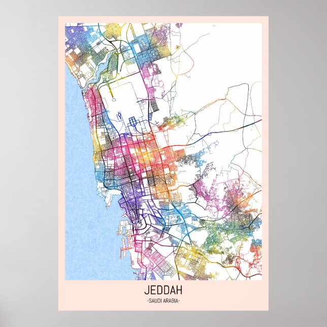 Jeddah Saudi Arabia City Map Poster (Front)