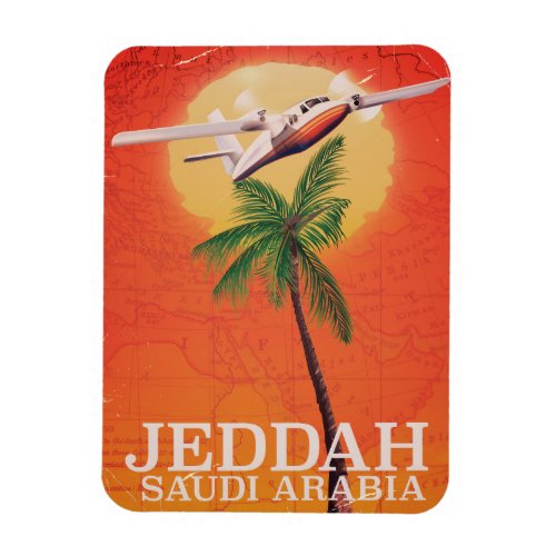 Jeddah Saudi Arabia vintage map travel poster Magnet