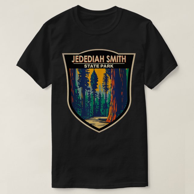 Jedediah Smith Redwoods State Park California Badg T-Shirt (Design Front)