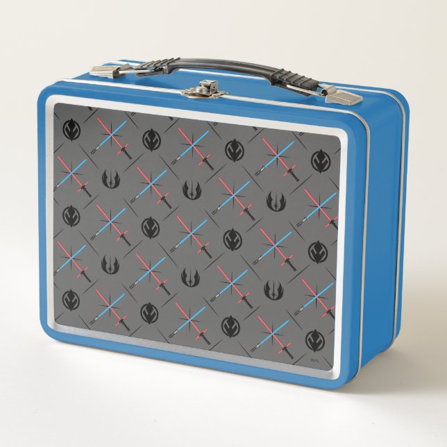 Jedi Vs Sith Lightsaber & Logo Pattern Metal Lunch Box (Front)