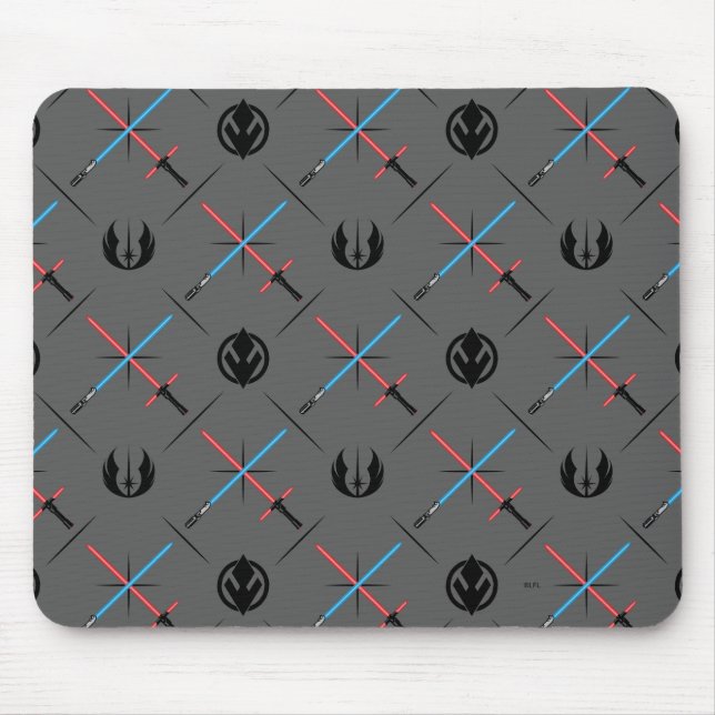 Jedi Vs Sith Lightsaber & Logo Pattern Mouse Pad (Front)