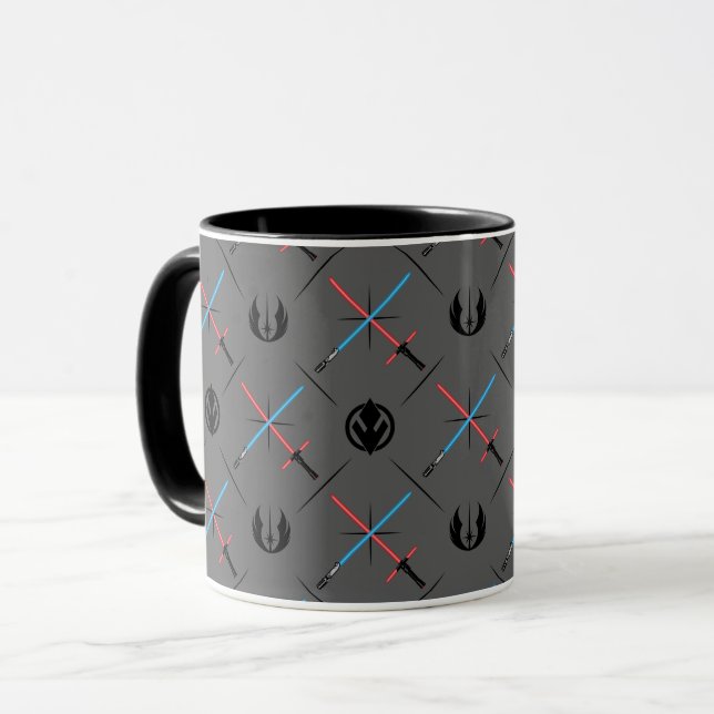 Jedi Vs Sith Lightsaber & Logo Pattern Mug (Front Left)