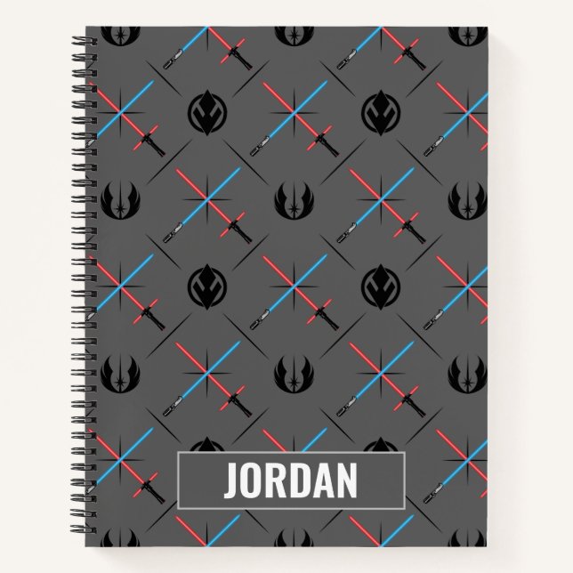 Jedi Vs Sith Lightsaber & Logo Pattern Notebook (Front)