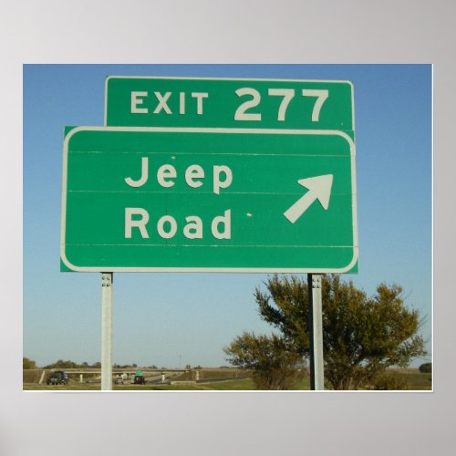 Jeep Road Sign Poster