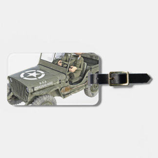 Jeep with 2 cartoon soldiers luggage tag