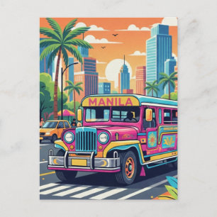 Jeepney in Manila Philippines Travel Postcard