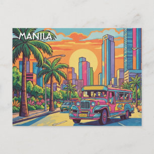 Jeepney in Manila Philippines Travel Postcard