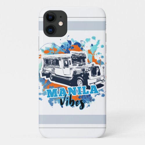 Jeepney Manila Vibes Blue Orange iPhone 11 Case