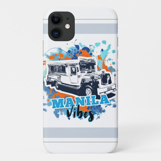 Jeepney Manila Vibes Blue Orange Case-Mate iPhone Case (Back)