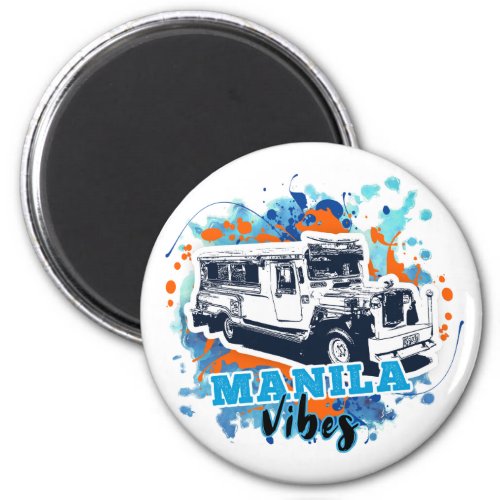 Jeepney Manila Vibes Blue Orange Magnet