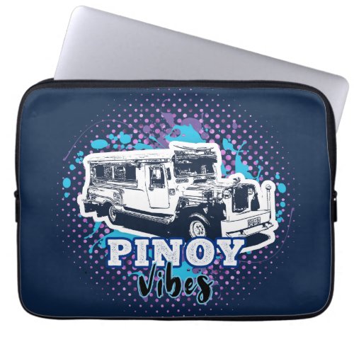 Jeepney Pinoy Vibes Blue Pink Laptop Sleeve