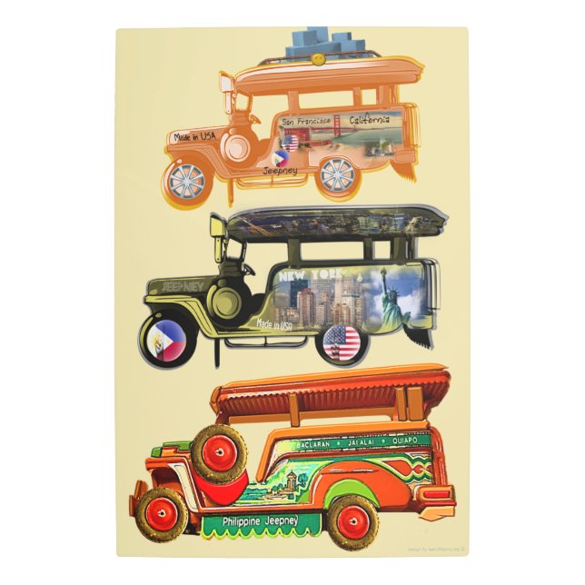 Jeepneys - Philippines, New York, San Francisco Metal Print (Front)