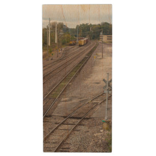 Jeff City Railroad Tracks Wood Flash Drive