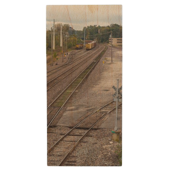 Jeff City Railroad Tracks Wood Flash Drive (Front Vertical)