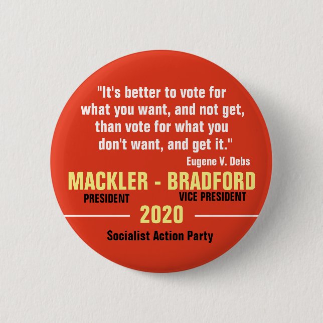 Jeff Mackler for President 2020 Button (Front)