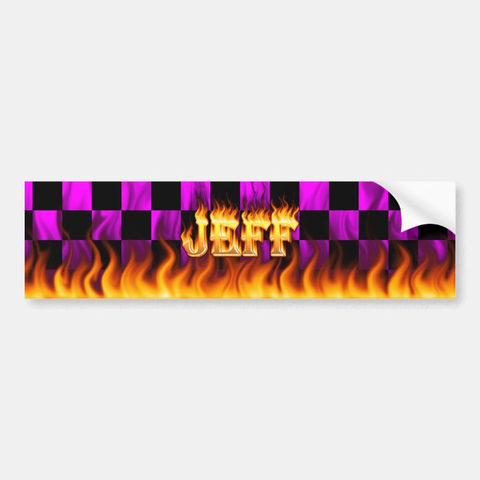 Jeff real fire and flames bumper sticker design.