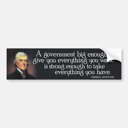 JEFFERSON Beware of Big Government Bumper Sticker