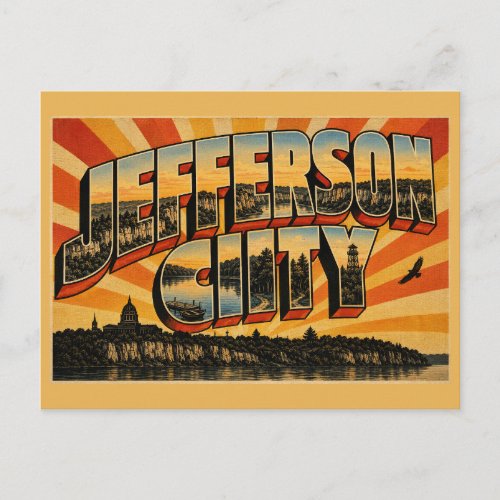 Jefferson City Missouri River Bluffs Forest Lake Postcard