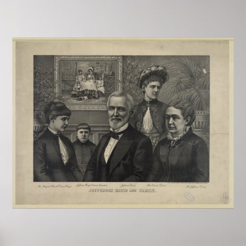 Jefferson Davis and Family Lithograph Print