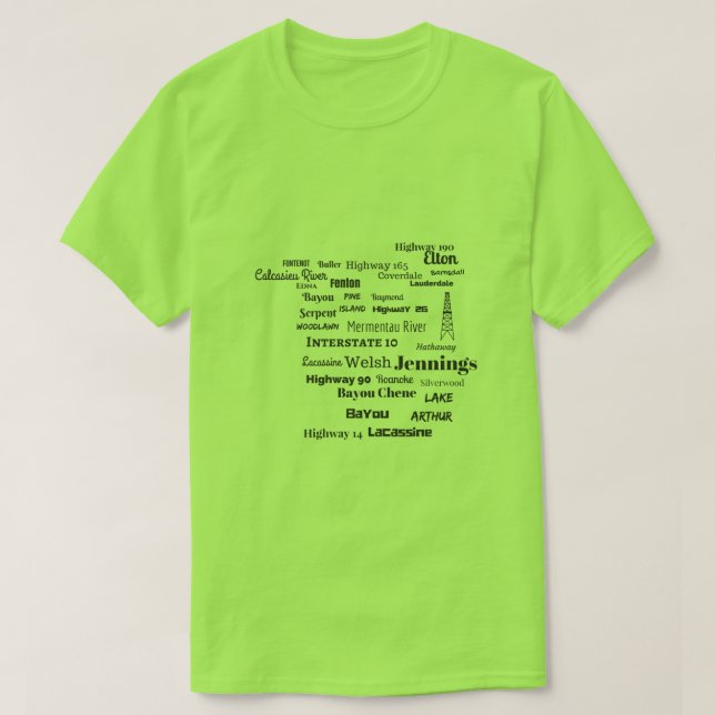 Jefferson Davis Parish Cajun Louisiana Tee Shirt (Design Front)