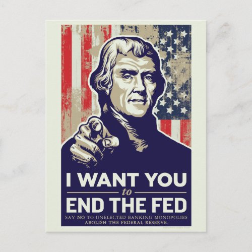 Jefferson End The Fed Postcard