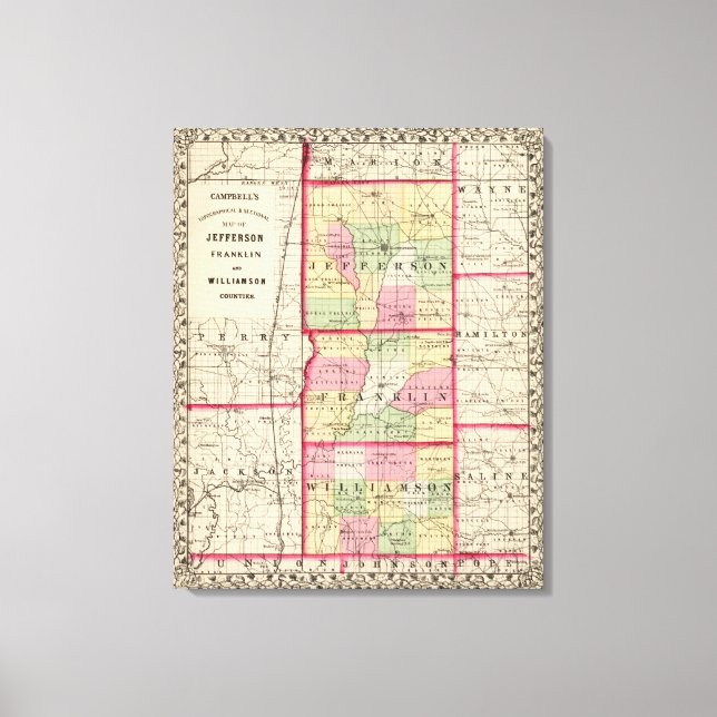 Jefferson, Franklin, Williamson counties Canvas Print (Front)