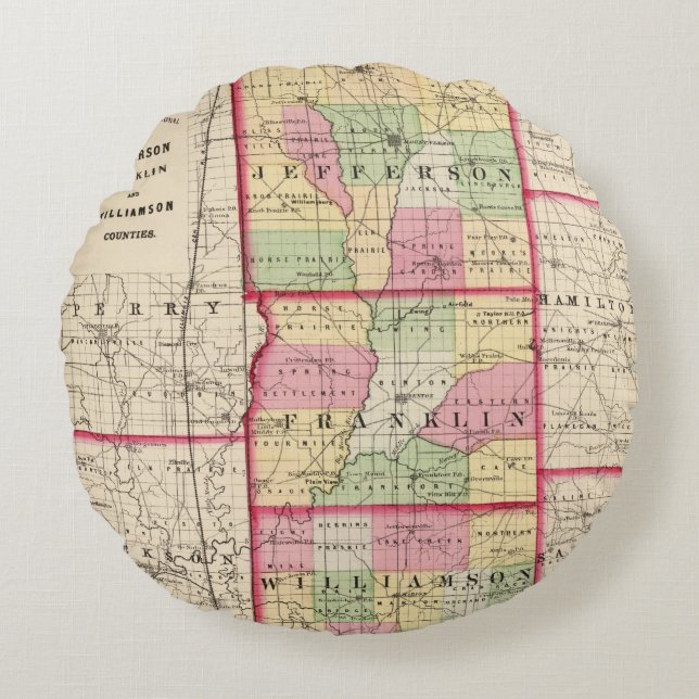 Jefferson, Franklin, Williamson counties Round Pillow (Front)