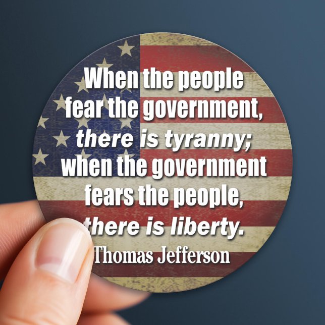Jefferson: Liberty vs. Tyranny Classic Round Sticker (Patriotic Sticker)