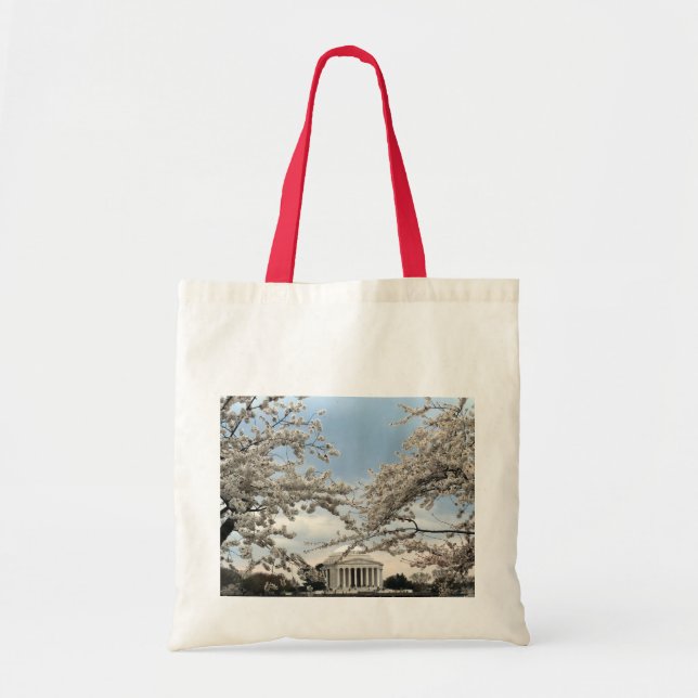 Jefferson Memorial Washington DC Cherry Blossoms Tote Bag (Front)