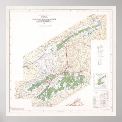 Jefferson National Forest Map 1983  Poster