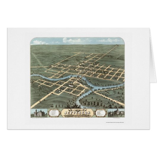 Jefferson, WI Panoramic Map - 1870 Cards (Front Horizontal)