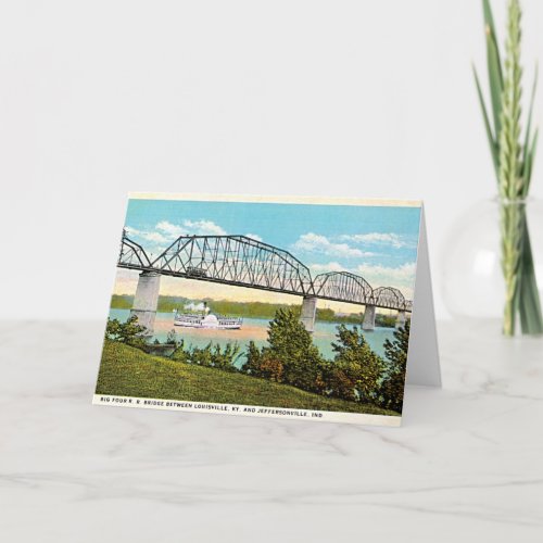 Jeffersonville Indiana Bridge over Ohio 1920 Card