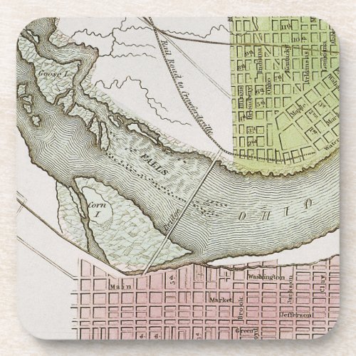 JEFFERSONVILLE INDIANA MAP BEVERAGE COASTER