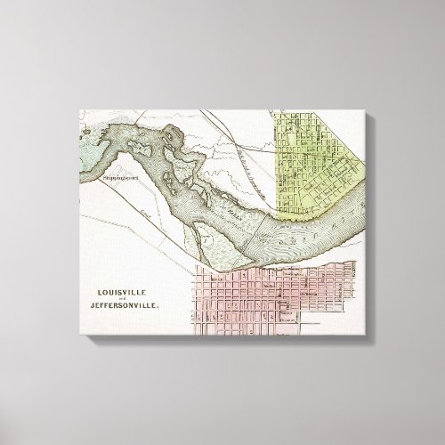 JEFFERSONVILLE INDIANA MAP CANVAS PRINT