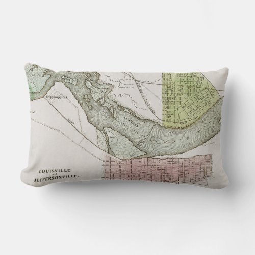 JEFFERSONVILLE INDIANA MAP LUMBAR PILLOW