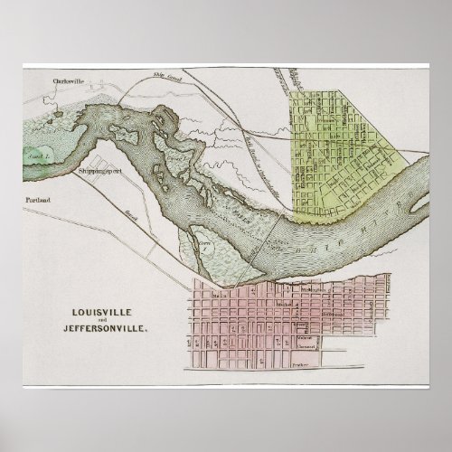 JEFFERSONVILLE INDIANA MAP POSTER