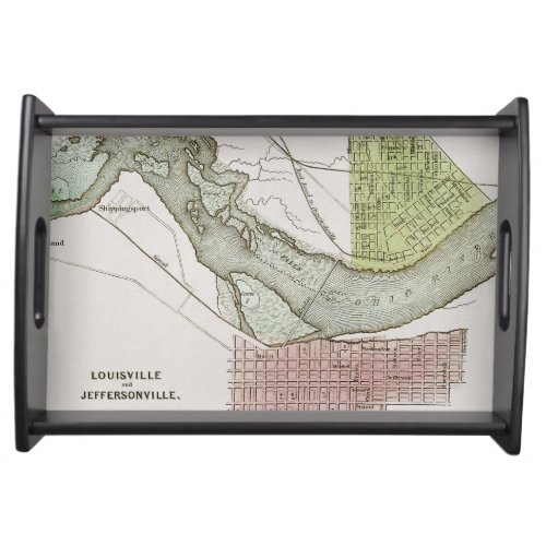 JEFFERSONVILLE INDIANA MAP SERVING TRAY