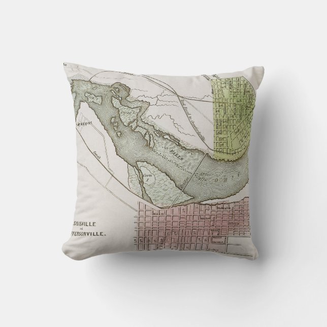 JEFFERSONVILLE, INDIANA: MAP THROW PILLOW (Front)