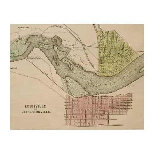 JEFFERSONVILLE INDIANA MAP WOOD WALL DECOR