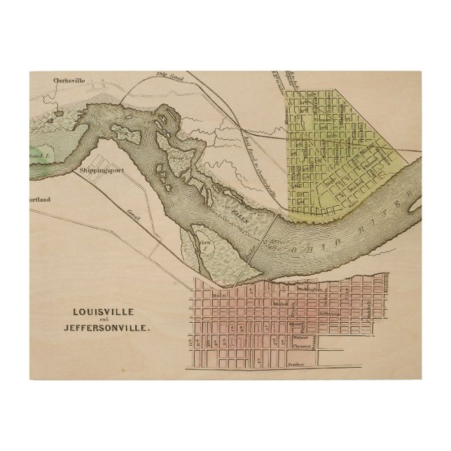 JEFFERSONVILLE, INDIANA: MAP WOOD WALL DECOR (Front)